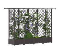 vidaXL Lit Élevé avec Treillis et Toit Marron 202,5 x 40 x 123 cm PP, Jardinière Moderne, surélevée avec Toit, Mobile, pour Herbes, légumes, idées de Jardinage Urbain
