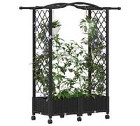 vidaXL Lit Élevé avec Treillis et Toit Noir 124 x 40 x 129 cm PP, Jardinière Moderne, surélevée avec Toit, Mobile, pour Herbes, légumes, idées de Jardinage Urbain
