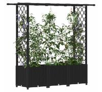 vidaXL Lit Élevé avec Treillis et Toit Noir 162,5 x 40 x 138 cm PP, Jardinière Moderne, surélevée avec Toit, Mobile, pour Herbes, légumes, idées de Jardinage Urbain