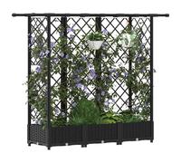 vidaXL Lit Élevé avec Treillis et Toit Noir 164 x 40 x 123 cm PP, Jardinière Moderne, surélevée avec Toit, Mobile, pour Herbes, légumes, idées de Jardinage Urbain