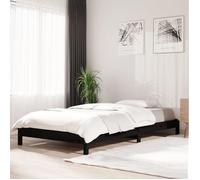 vidaXL Lit Empilable Lit Superposé Sommier à Lattes Cadre de Lit Cadre à Lattes Chambre à Coucher Intérieur Noir 75x190 cm 820411
