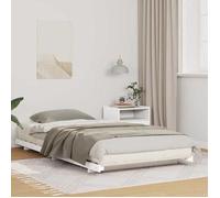 vidaXL Lit en bois de pin blanc 90 x 190 cm, style Japandi. Design bas, facile à monter. Utilisation intérieure 873095