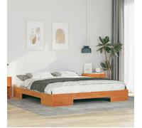vidaXL Lit en bois de pin massif couleur marron ciré, dimensions 180 x 200 cm, avec une texture lisse 873021