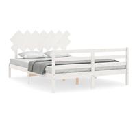 vidaXL Lit en bois massif avec tête de lit blanc 140x190 cm