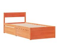 vidaXL Lit simple en bois massif avec tiroirs et tête de lit 75 x 190 cm marron cire