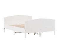 vidaXL Lit en bois massif sans matelas Blanc 135x190 cm pin
