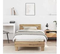 vidaXL Cadre de lit Chêne Artisanal 203 x 95 x 70 cm Bois d'ingénierie, Cadre de lit Moderne, Rectangle, Bois Solide, tête de lit Pratique, Style Minimaliste, Essentiel pour Chambre, Confortable