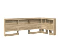 vidaXL Lit en L avec tête de lit en chêne Sonoma de 100 x 200 cm en Bois d'ingénierie - Un Design Qui Fait Gagner de la Place, avec Plein de rangements et des étagères en Bois pour Une Chambre à couc