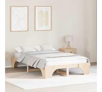 vidaXL Lit en pin Massif | 135 x 190 cm Couleur Beige Marron Design Durable pour Adultes Idéal pour Une Chambre Minimaliste Esthétique Construction Robuste Mobilier Essentiel Cadre de lit Flexible