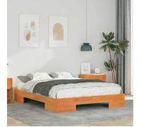 vidaXL Lit en pin massif brun, 140 x 190 cm, avec un design moderne. Finition lisse et opaque, facile à entretenir 873036