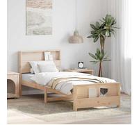 vidaXL Lit en pin massif naturel marron 90 x 190 cm avec tête de lit et pied de lit en bois, rangement pratique 877248