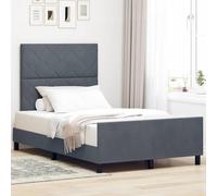 vidaXL Lit en Velours Gris foncé 120 x 200 cm, Design Blocs de Diamant, Construction Durable en MDF et Acier, Style Moderne pour Chambre à Coucher, Solution de Sommeil spacieux et Minimaliste.