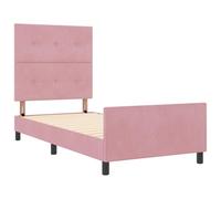 vidaXL Lit en Velours Rose 80 x 200 cm avec des Boutons en pin Massif, Design Moderne et Chic, Anti-odeurs, Une Solution de Sommeil intérieure spacieuse et Minimalist.