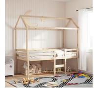 Vidaxl Lit Haut Avec Toit 80x200 Cm Bois De Pin Massif Marron