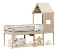 Vidaxl Lit Haut Avec Toit 80x200 Cm Bois De Pin Massif Marron