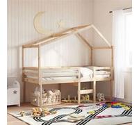 Lit haut avec toit 90x190 cm bois de pin massif, lit, cadre de lit, lit mezzanine, meuble de chambre à coucher, 3282058