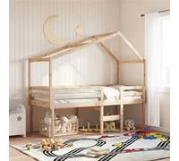 Lit Haut avec Toit Enfant Meuble de Chambre Intérieur Bois de Pin Massif vidaXL