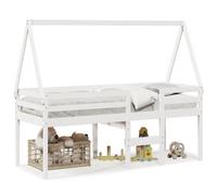 Vidaxl Lit Haut Avec Toit Blanc 80x200 Cm Bois De Pin Massif Blanc