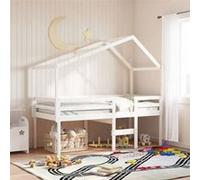 vidaXL Lit haut avec toit blanc 80x200 cm bois de pin massif
