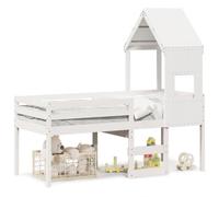 Vidaxl Lit Haut Avec Toit Blanc 90x190 Cm Bois De Pin Massif Blanc