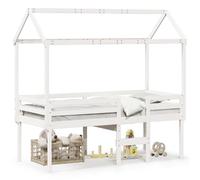 Vidaxl Lit Haut Avec Toit Blanc 90x200 Cm Bois De Pin Massif Blanc