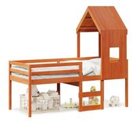 vidaXL Lit haut avec toit cire marron 80x200 cm bois de pin massif