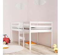 vidaXL Lit haut Cadre de lit simple Sommier à lattes pour enfants Bois de pin massif Blanc 90x200 cm