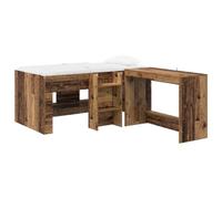 vidaXL Lit Haut pour Enfants avec Bureau 2 pc Bois Ancien, Lits Modernes, Vie compacte, Cadre de lit Combo Bureau, Gain de Place, Designs urbains, Meubles efficaces