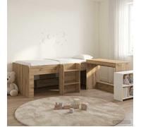 vidaXL Lit Haut pour Enfants avec Bureau 2 pc Chêne Artisanal, Cadre de lit Moderne et Compact pour Chambre, Design rectangulaire, Meuble Multi-Fonction avec Bureau