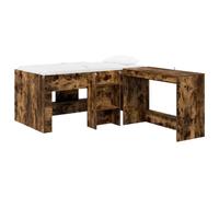 vidaXL Lit Haut pour Enfants avec Bureau 2 pc Chêne fumé, Lits Modernes, Vie compacte, Cadre de lit Combo Bureau, Gain de Place, Designs urbains, Meubles efficaces