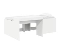 vidaXL Lit Haut pour Enfants avec Bureau Blanc 80 x 200 cm, Cadre de lit Moderne et Robuste pour Petits espaces, Meuble Multifonctionnel, Solution Gain de Place pour Studios