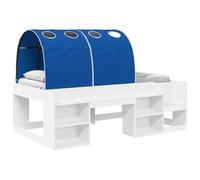 vidaXL Lit Haut pour Enfants avec Rangement Blanc et Bleu, Cadre de lit Moderne au Style élégant, Rangement rectangulaire, Setup Pratique pour Chambre Minimaliste
