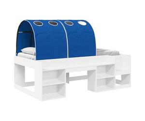 vidaXL Lit Haut pour Enfants avec Rangement Blanc et Bleu, Cadre de lit Moderne au Style élégant, Rangement rectangulaire, Setup Pratique pour Chambre Minimaliste