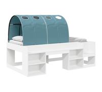 vidaXL Lit Haut pour Enfants avec Rangement Blanc et Bleu Clair, Cadre de lit Moderne au Style élégant, Rangement rectangulaire, Setup Pratique pour Chambre Minimaliste