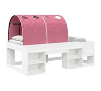 vidaXL Lit Haut pour Enfants avec Rangement Blanc et Rose, Cadre de lit Moderne au Style élégant, Rangement rectangulaire, Setup Pratique pour Chambre Minimaliste