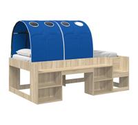vidaXL Lit Haut pour Enfants avec Rangement Chêne Sonoma et Bleu, Cadre de lit Moderne au Style élégant, Rangement rectangulaire, Setup Pratique pour Chambre Minimaliste