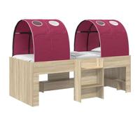 vidaXL Lit Haut pour Enfants avec Tunnel 3 pc Chêne Sonoma et Rouge