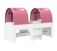 vidaXL Lit Haut pour Enfants avec Tunnel Blanc et Rose, Cadre de lit Moderne et élégant, Structure Robuste, Plateforme Chic, Meuble spacieux pour des Nuits de rêve