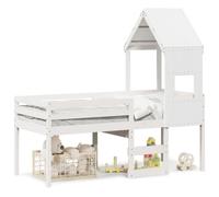 Vidaxl Lit Haut Sans Matelas Blanc 75x190 Cm Bois De Pin Massif Blanc