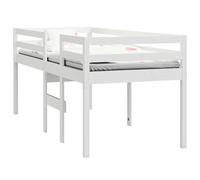 vidaXL Lit haut Cadre de lit simple Sommier à lattes pour enfants Bois de pin massif Blanc 90x200 cm