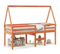 Vidaxl Lit Haut Sans Matelas Cire Marron 75x190 Cm Bois De Pin Massif Marron