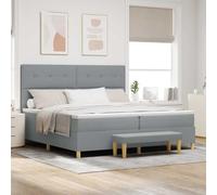Vidaxl Lit Box Spring Avec Matelas Et Banquette Gris Clair 200x200 Cm Tissu