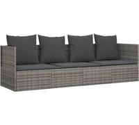 vidaXL Lit lounge d'extérieur avec coussins Gris Poly rotin