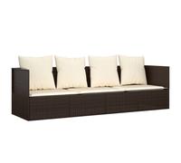 vidaXL Lit lounge d'extérieur avec coussins Marron Poly rotin