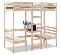 vidaXL Lit mezzanine avec bureau et chaises 80x200 cm pin massif Multicolore