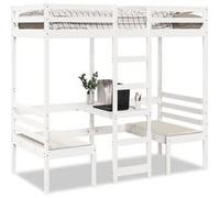 vidaXL Lit mezzanine avec bureau et chaises blanc 80x200 cm en pin massif