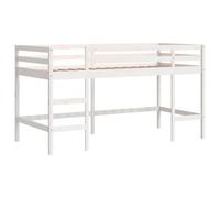vidaXL Lit Mezzanine Enfants Échelle, Lit Surélevé pour Enfants, Meuble de Rangement Chambre, Moderne, Blanc 90x200 cm Bois Pin Massif