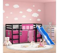 Vidaxl Lit Mezzanine Enfants Avec Rideaux Sans Matelas Rose 80x200cm