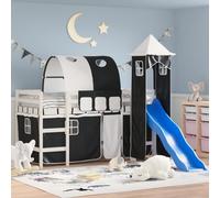 Vidaxl Lit Mezzanine Enfants Avec Tour Blanc/Noir 80x200cm Pin Massif Blanc