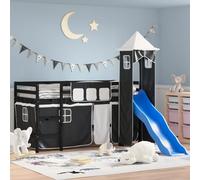 Vidaxl Lit Mezzanine Enfants Avec Tour Blanc/Noir 80x200cm Pin Massif Blanc
